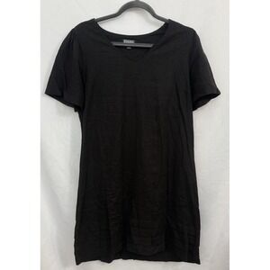 Original Nicole Miller Black‎ Linen Blend Dress Tiered Hem Womens Size M